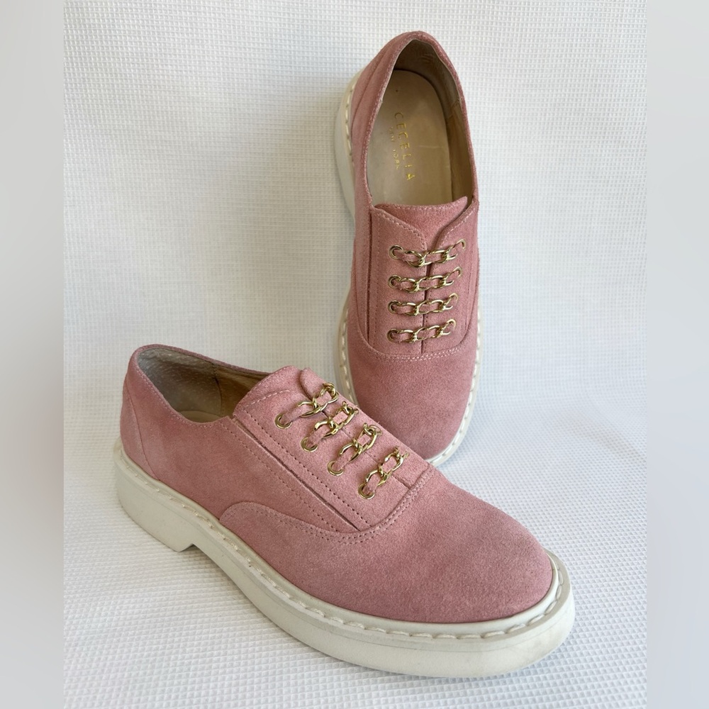 Cecelia New York Randi Pink Suede Slip On Oxfords Women’s Size 7